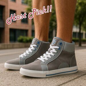 Florsheim Gray Leather High Top Fashion Sneakers 13 Unisex Boys Girls NIB NEW